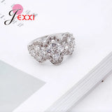 925 Sterling Silver Crown Crystal Zirconia Wedding Ring