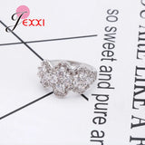 925 Sterling Silver Crown Crystal Zirconia Wedding Ring