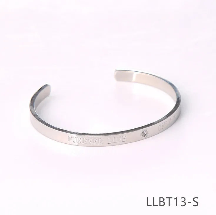 Silver Cuff Crystal Love Forever Bangle Bracelet Women Jewelry Gift Bracelet