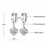 Silver Square Zircon Wedding Party Hoops Earrings