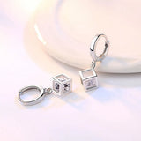 Silver Square Zircon Wedding Party Hoops Earrings