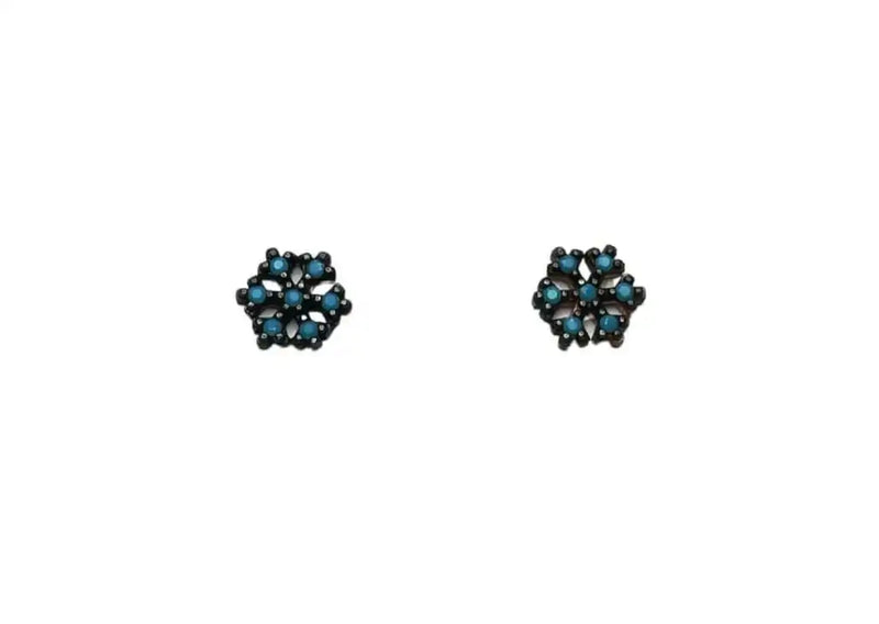 925 Silver Earring HEXAGONAL pink turquoise