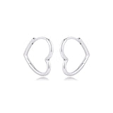 925 Sterling Silver Asymmetric Heart Earrings Hoop for Women