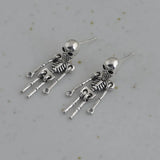 Vintage 925 Silver Skeleton Drop Earrings for Women
