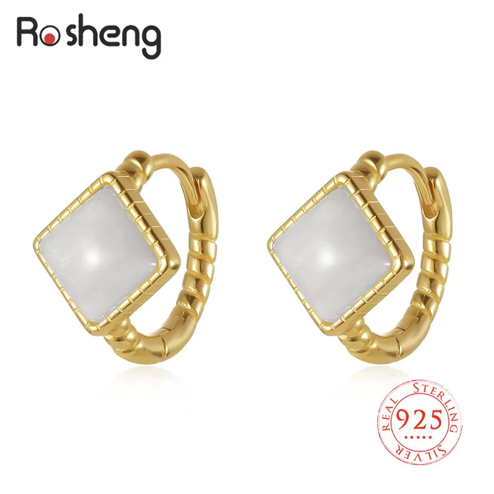 Vintage Natural Turquoise Hoop Earring 18k Plated for Women
