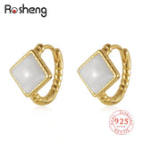 Vintage Natural Turquoise Hoop Earring 18k Plated for Women