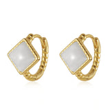 Vintage Natural Turquoise Hoop Earring 18k Plated for Women