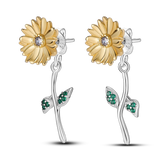 925 Sterling Silver Ocean Heart Shell Daisy Flower Moon Drop Earrings