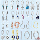 925 Silver Turquoise Hearts & Feather Hoop Earrings for Women