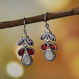 Silver Moonstone Water Droplets Pear Earrings