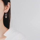Silver Moonstone Water Droplets Pear Earrings