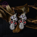 Silver Moonstone Water Droplets Pear Earrings