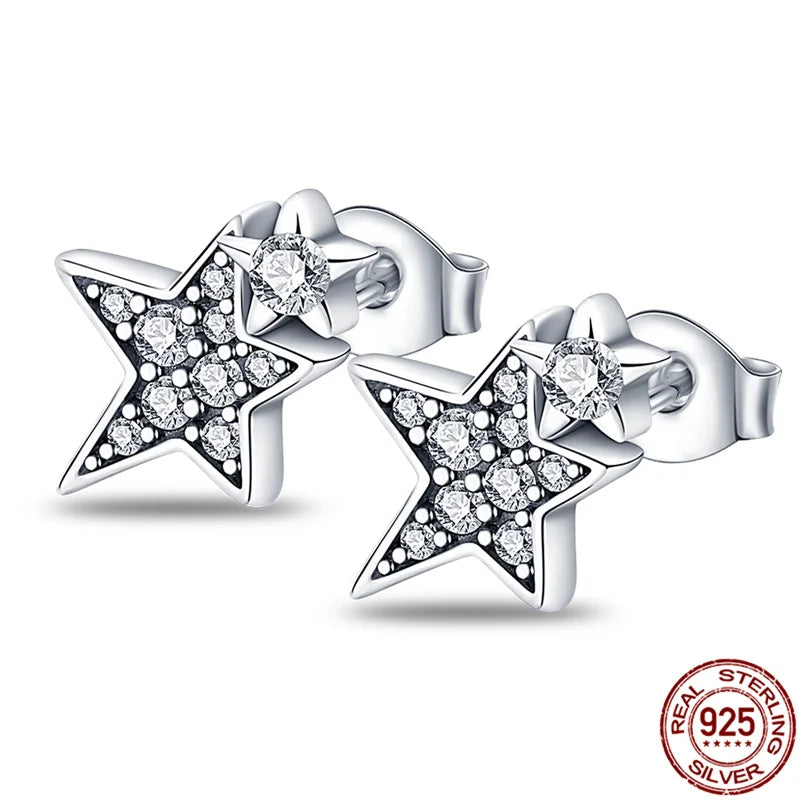 925 Sterling Silver Asymmetrical Heart Hoop Earrings for Women