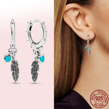 925 Sterling Silver Asymmetrical Heart Hoop Earrings for Women