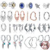 925 Sterling Silver Asymmetrical Heart Hoop Earrings for Women