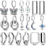 925 Silver Big Heart CZ Round Hoop Earrings for Women