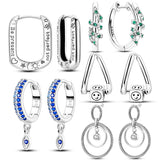 925 Silver Big Heart CZ Round Hoop Earrings for Women