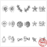 925 Sterling Silver Flower Life Tree Round Hoop Earrings Gift