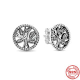 925 Sterling Silver Flower Life Tree Hoop Earrings for Women - Silver Earring