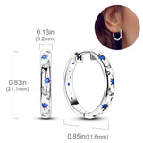 925 Sterling Silver Pave CZ U Heart Zircon Round Hoop Star Moon Earrings