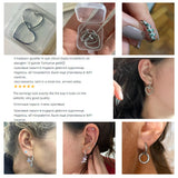 925 Sterling Silver Pave CZ U Heart Zircon Round Hoop Star Moon Earrings