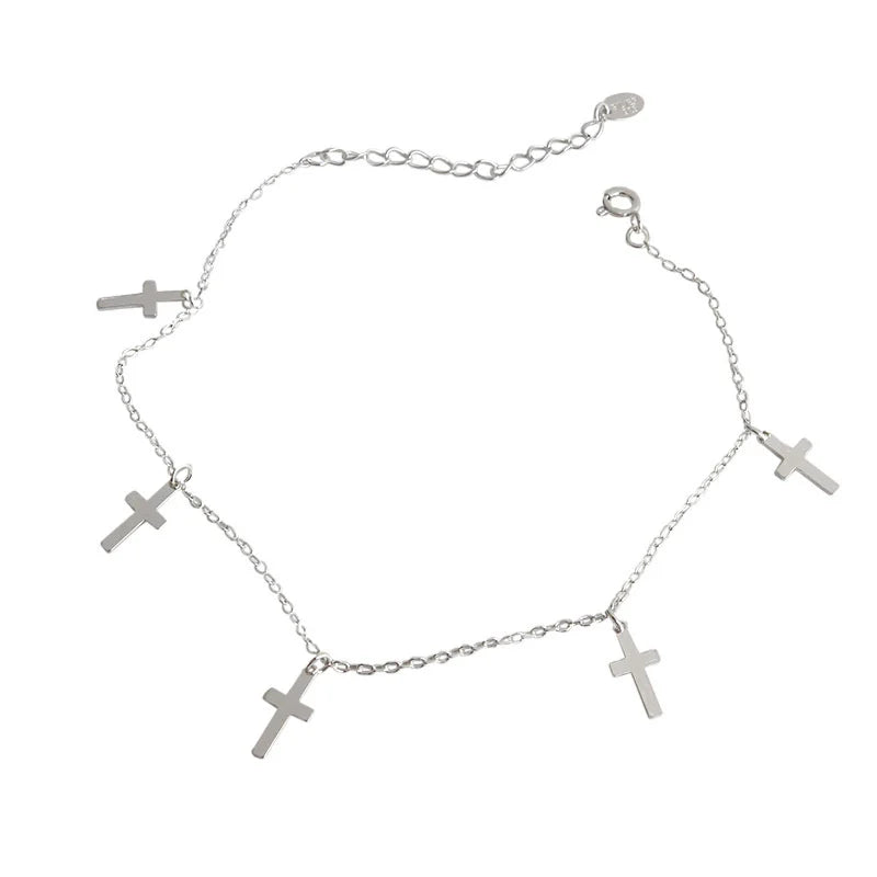 Sterling Silver Cross Anklet for Women Girls