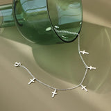 Sterling Silver Cross Anklet for Women Girls