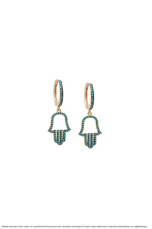 Silver Fatma Hand Earrings Rose