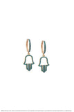 Silver Fatma Hand Earrings Rose