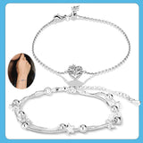 925 Silver Star Beaded Chain Link Bracelet for Women