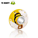 925 Silver Bracelet Bead with Zircon Diamond Glass Bead