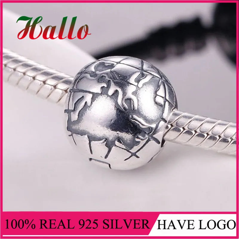 Silver Galaxy Globe Silver Clip Beads for Bracelet 925 Dangle Charms