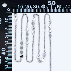 Rhodium Plated Geometric Cable Chain with Round Disc 4mm
