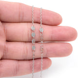Rhodium Plated Geometric Cable Chain with Round Disc 4mm