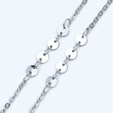 Rhodium Plated Geometric Cable Chain with Round Disc 4mm