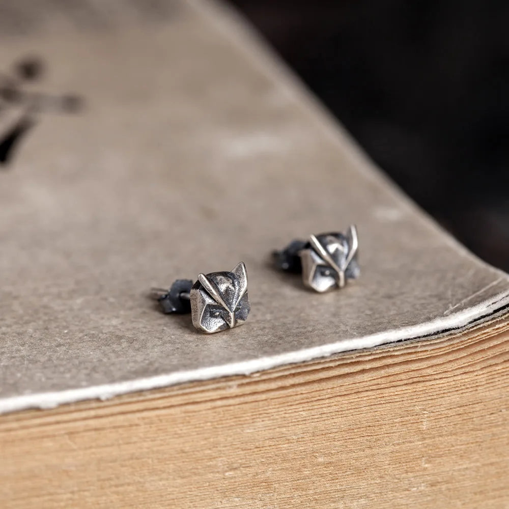 Silver Owl Stud Earrings Vintage Wedding Jewelry for Girls