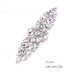 Silver Beaded Applique Rhinestone Bridal Belt Crystal Diamond Iron On Motif