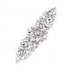 Silver Beaded Applique Rhinestone Bridal Belt Crystal Diamond Iron On Motif