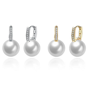 12mm Pearl Hoop Earrings for Women Wedding Party Jewelry