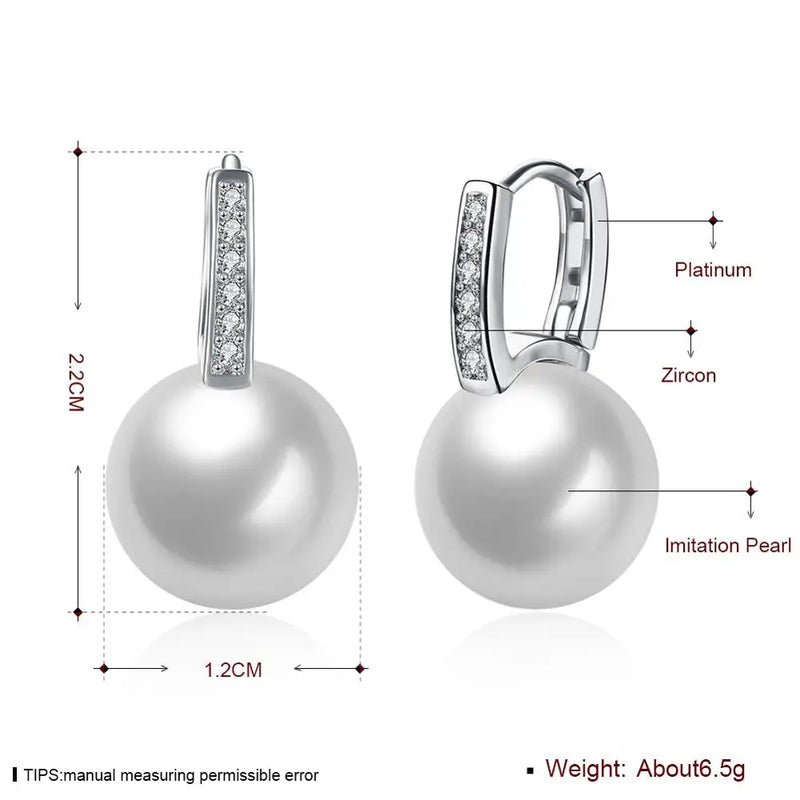12mm Pearl Hoop Earrings for Women Wedding Party Jewelry