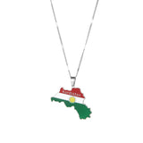 Silver Enamel Kurdistan Region Maps Pendant Necklace Kurdish Flag Neck Chain Jew