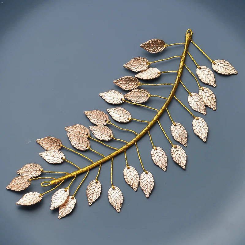 Silver Leaf Wedding Headband Tiara For Women Bride Queen Party