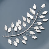 Silver Leaf Wedding Headband Tiara For Women Bride Queen Party