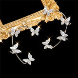 Silver Butterfly Ear Clips with Zircon for Women