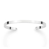 Silver Rose Cuff Bracelet Engraved Words Adjustable Open Bangle