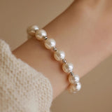 Silver Gray Pearl Bracelet For Women Beaded Bracelet Jewelry