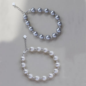 Silver Gray Pearl Bracelet For Women Beaded Bracelet Jewelry