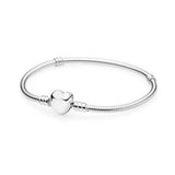 925 Silver Heart Clasp Charm Bracelet for European Charms