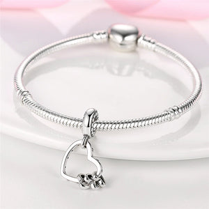 Silver Heart Pendant Charms for Bracelet Necklace DIY Jewelry