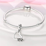 Silver Heart Pendant Charms for Bracelet Necklace DIY Jewelry